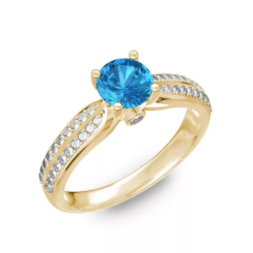  Ékszerpalota eljegyzési gyűrű 0,8ct kék topázzal BRK202 sárga arany