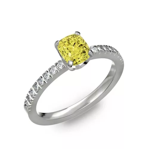  Ékszerpalota eljegyzési gyűrű 0,5ct sárga gyémánttal BRK205 fehér arany
