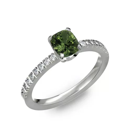  Ékszerpalota eljegyzési gyűrű 0,5ct zöld zafírral BRK205 fehér arany