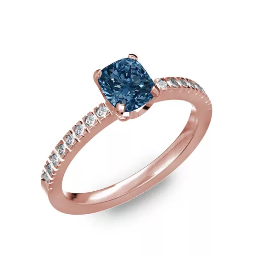  Ékszerpalota eljegyzési gyűrű 0,5ct kék gyémánttal BRK205 rozé arany