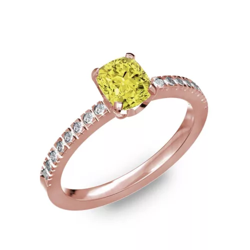  Ékszerpalota eljegyzési gyűrű 0,5ct sárga gyémánttal BRK205 rozé arany