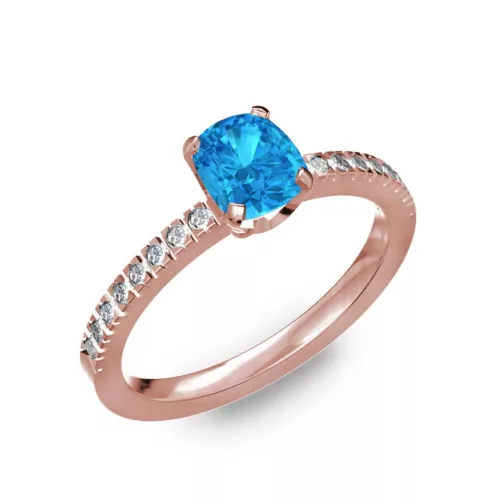  Ékszerpalota eljegyzési gyűrű 0,5ct kék topázzal BRK205 rozé arany