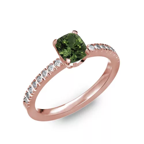  Ékszerpalota eljegyzési gyűrű 0,5ct zöld zafírral BRK205 rozé arany