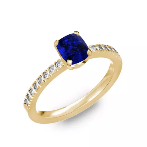  Ékszerpalota eljegyzési gyűrű 0,5ct kék diffusion zafírral BRK205 sárga arany