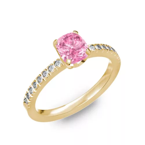  Ékszerpalota eljegyzési gyűrű 0,5ct pink zafírral BRK205 sárga arany