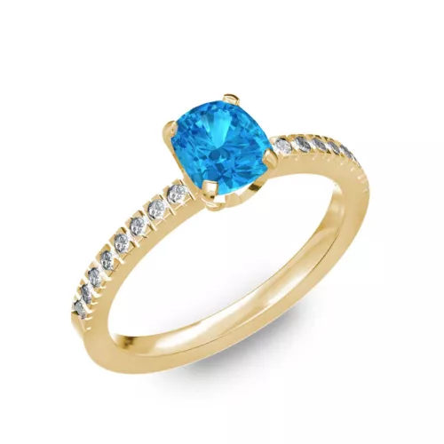  Ékszerpalota eljegyzési gyűrű 0,5ct kék topázzal BRK205 sárga arany