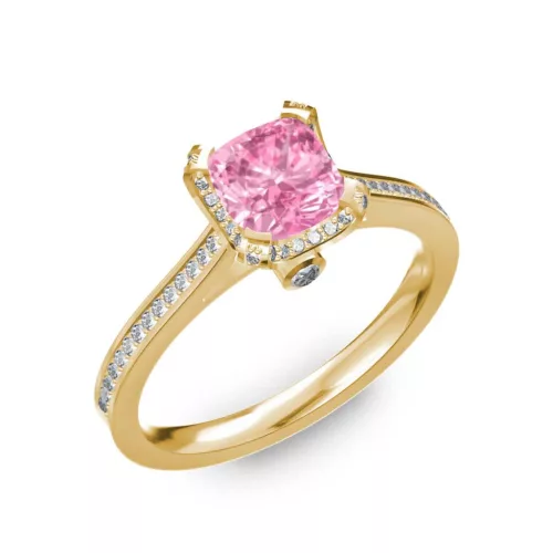  Ékszerpalota eljegyzési gyűrű 1ct pink zafírral BRK207 sárga arany