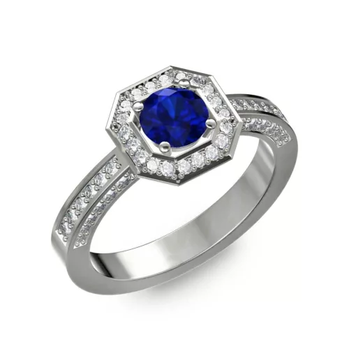 Ékszerpalota eljegyzési gyűrű 0,5Ct kék diffusion zafírral BRK214 fehér arany
