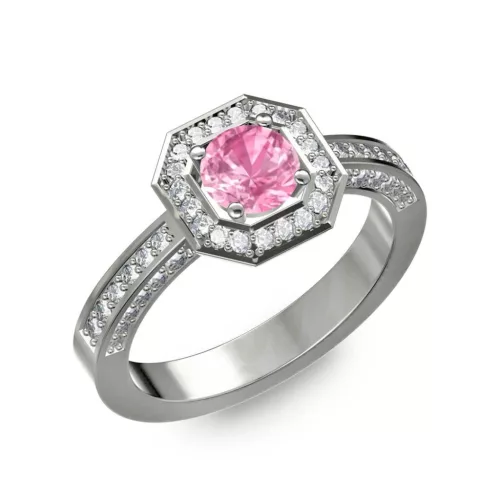 Ékszerpalota eljegyzési gyűrű 0,5Ct pink zafírral BRK214 fehér arany