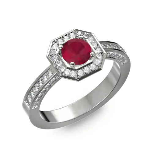 Ékszerpalota eljegyzési gyűrű 0,5Ct rubinnal BRK214 fehér arany