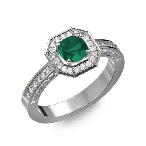 Ékszerpalota eljegyzési gyűrű 0,5Ct smaragddal BRK214 fehér arany