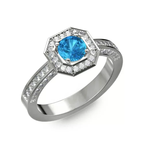 Ékszerpalota eljegyzési gyűrű 0,5Ct kék topázzal BRK214 fehér arany