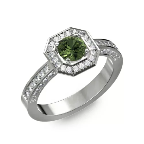 Ékszerpalota eljegyzési gyűrű 0,5Ct zöld zafírral BRK214 fehér arany