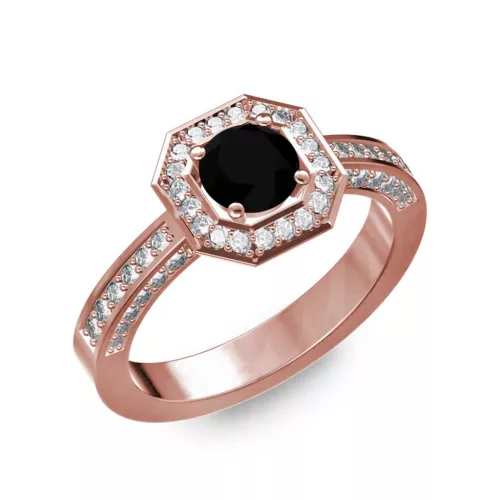 Ékszerpalota eljegyzési gyűrű 0,5Ct fekete gyémánttal BRK214 rozé arany