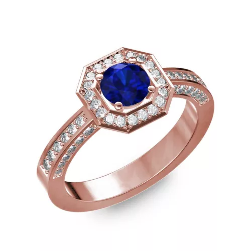 Ékszerpalota eljegyzési gyűrű 0,5Ct kék diffusion zafírral BRK214 rozé arany