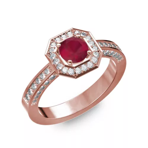 Ékszerpalota eljegyzési gyűrű 0,5Ct rubinnal BRK214 rozé arany