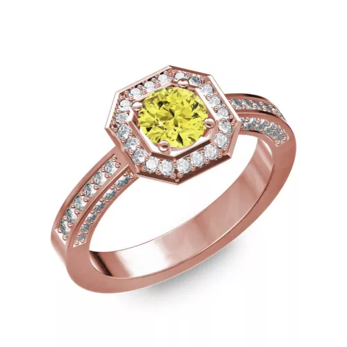 Ékszerpalota eljegyzési gyűrű 0,5Ct sárga gyémánttal BRK214 rozé arany