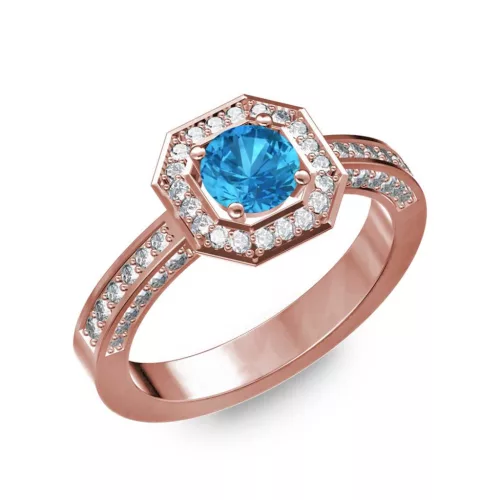 Ékszerpalota eljegyzési gyűrű 0,5Ct kék topázzal BRK214 rozé arany