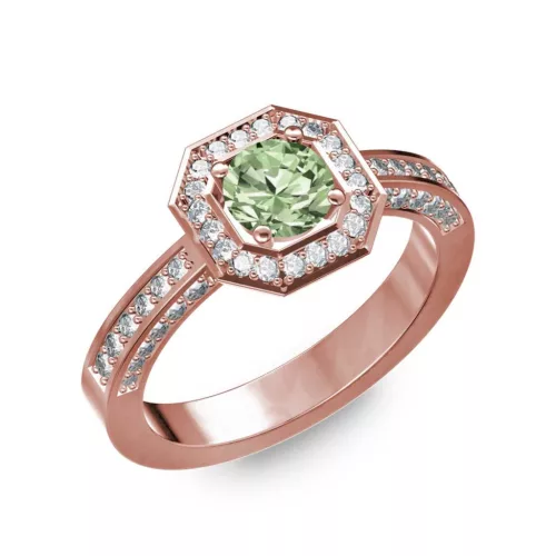 Ékszerpalota eljegyzési gyűrű 0,5Ct zöld gyémánttal BRK214 rozé arany