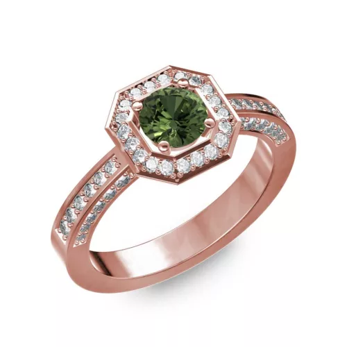 Ékszerpalota eljegyzési gyűrű 0,5Ct zöld zafírral BRK214 rozé arany
