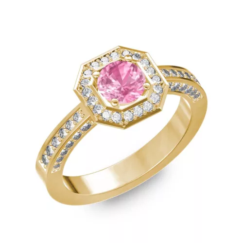Ékszerpalota eljegyzési gyűrű 0,5Ct pink zafírral BRK214 sárga arany