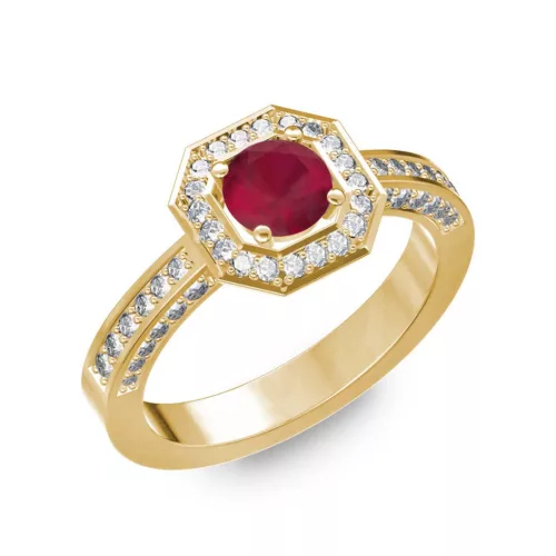 Ékszerpalota eljegyzési gyűrű 0,5Ct rubinnal BRK214 sárga arany