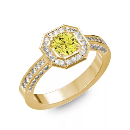 Ékszerpalota eljegyzési gyűrű 0,5Ct sárga gyémánttal BRK214 sárga arany