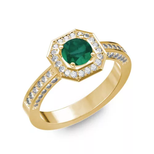 Ékszerpalota eljegyzési gyűrű 0,5Ct smaragddal BRK214 sárga arany