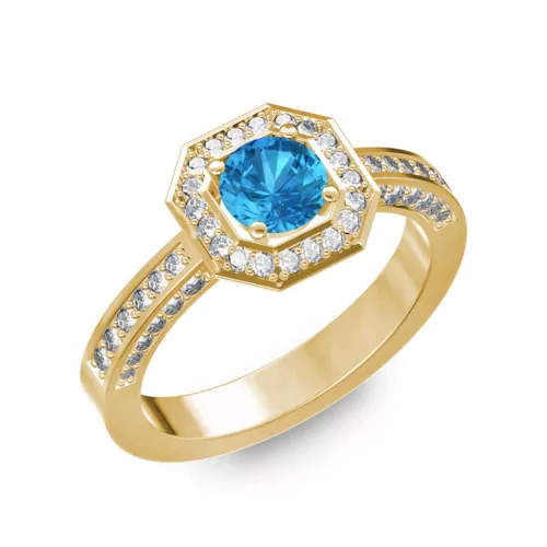 Ékszerpalota eljegyzési gyűrű 0,5Ct kék topázzal BRK214 sárga arany