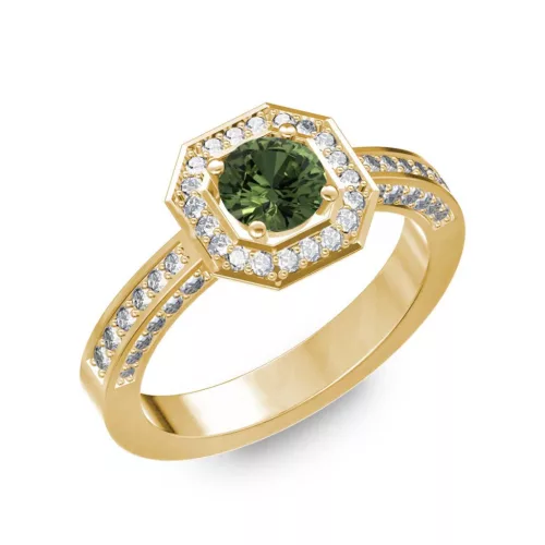 Ékszerpalota eljegyzési gyűrű 0,5Ct zöld zafírral BRK214 sárga arany