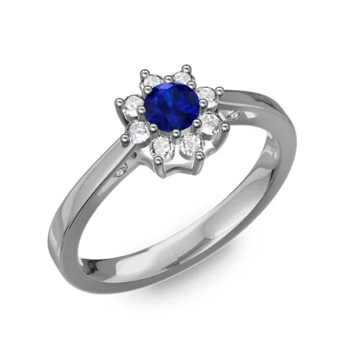Ékszerpalota eljegyzési gyűrű 0,25Ct kék diffusion zafírral BRK217 fehér arany
