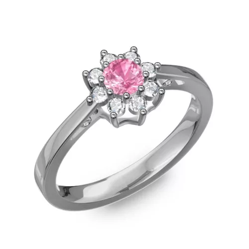 Ékszerpalota eljegyzési gyűrű 0,25Ct pink zafírral BRK217 fehér arany