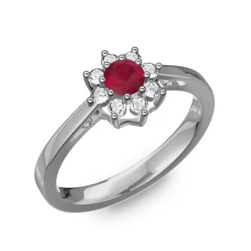 Ékszerpalota eljegyzési gyűrű 0,25Ct rubinnal BRK217 fehér arany