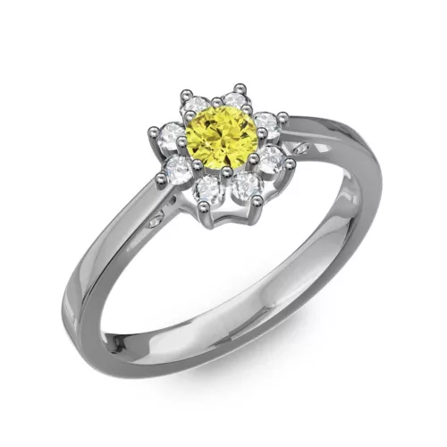 Ékszerpalota eljegyzési gyűrű 0,25Ct sárga gyémánttal BRK217 fehér arany