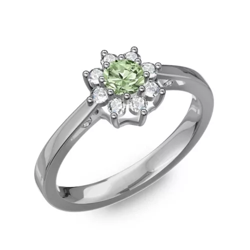 Ékszerpalota eljegyzési gyűrű 0,25Ct zöld gyémánttal BRK217 fehér arany