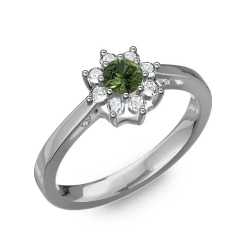 Ékszerpalota eljegyzési gyűrű 0,25Ct zöld zafírral BRK217 fehér arany