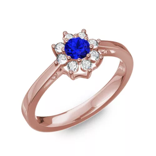 Ékszerpalota eljegyzési gyűrű 0,25Ct kék zafírral BRK217 rozé arany