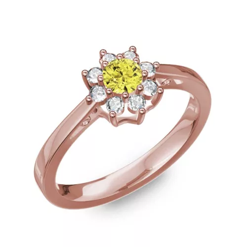 Ékszerpalota eljegyzési gyűrű 0,25Ct sárga gyémánttal BRK217 rozé arany