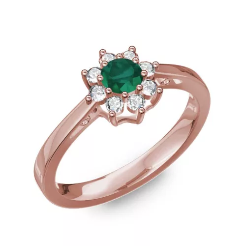 Ékszerpalota eljegyzési gyűrű 0,25Ct smaragddal BRK217 rozé arany