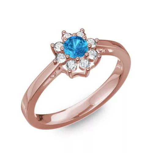 Ékszerpalota eljegyzési gyűrű 0,25Ct kék topázzal BRK217 rozé arany