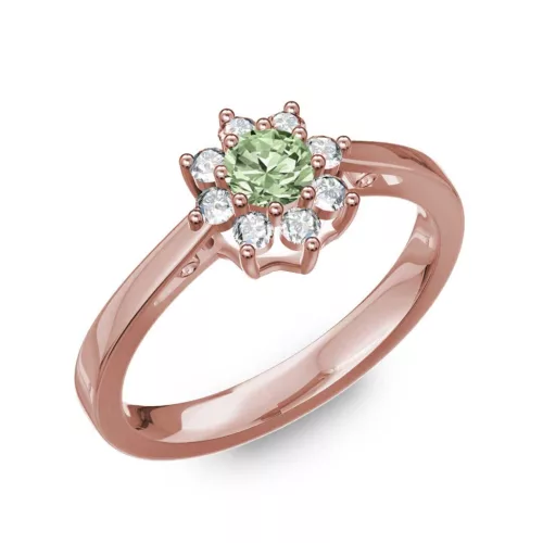 Ékszerpalota eljegyzési gyűrű 0,25Ct zöld gyémánttal BRK217 rozé arany