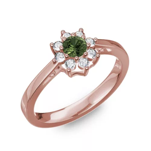 Ékszerpalota eljegyzési gyűrű 0,25Ct zöld zafírral BRK217 rozé arany