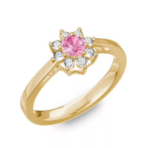 Ékszerpalota eljegyzési gyűrű 0,25Ct pink zafírral BRK217 sárga arany