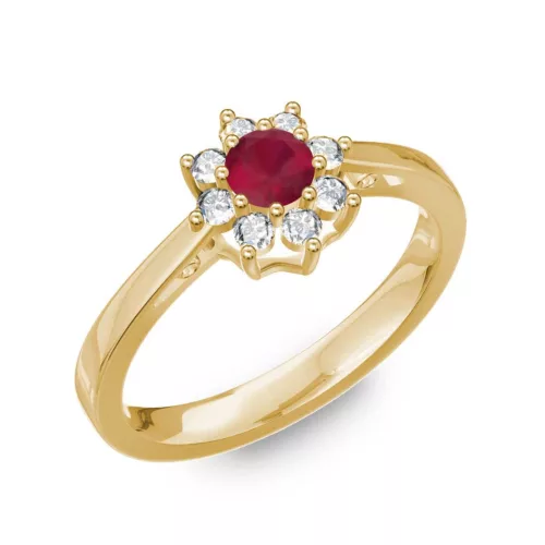 Ékszerpalota eljegyzési gyűrű 0,25Ct rubinnal BRK217 sárga arany