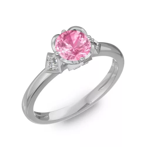 Ékszerpalota eljegyzési gyűrű 0,80Ct pink zafírral BRK219 fehér arany