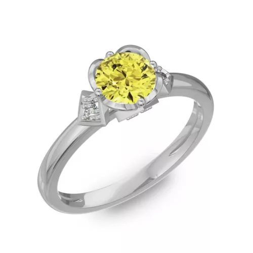Ékszerpalota eljegyzési gyűrű 0,80Ct sárga gyémánttal BRK219 fehér arany