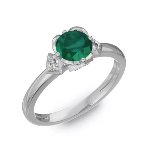 Ékszerpalota eljegyzési gyűrű 0,80Ct smaragddal BRK219 fehér arany