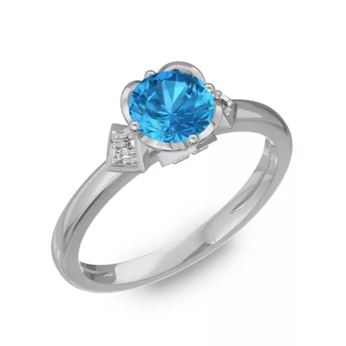 Ékszerpalota eljegyzési gyűrű 0,80Ct kék topázzal BRK219 fehér arany
