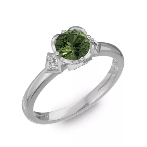 Ékszerpalota eljegyzési gyűrű 0,80Ct zöld zafírral BRK219 fehér arany