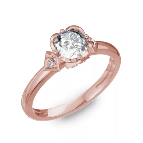 Ékszerpalota eljegyzési gyűrű 0,80Ct H/VS gyémánttal BRK219 rozé arany